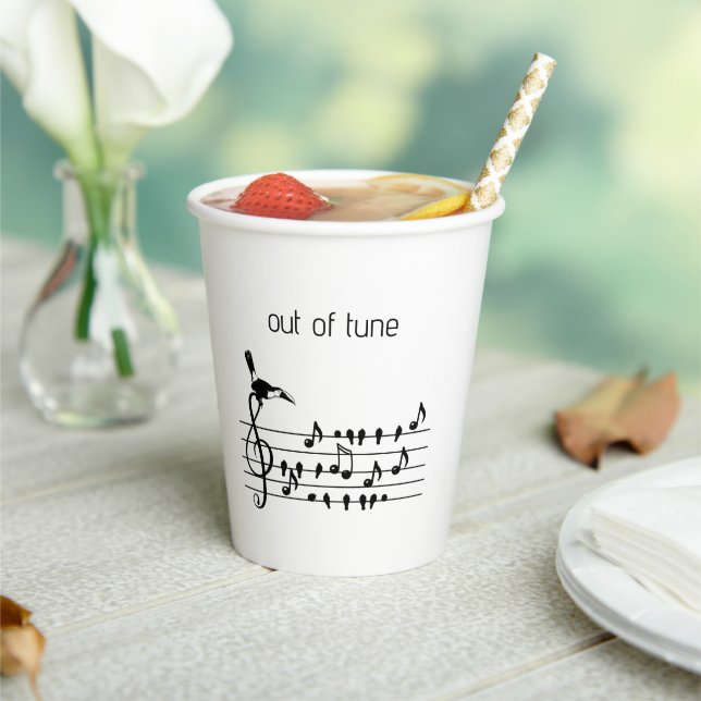 Out of Tune, Toucan & Songbirds Musical Staff Paper Cups (Insitu)