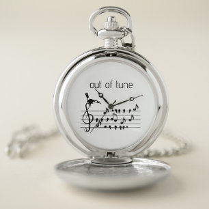 Out of Tune, Toucan & Songbirds Musical Staff Pocket Watch