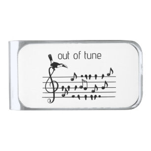 Out of Tune, Toucan & Songbirds Musical Staff Silver Finish Money Clip