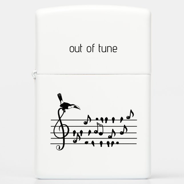Out of Tune, Toucan & Songbirds Musical Staff Zippo Lighter (Front)