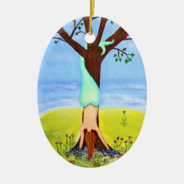 "Out Of Water" Mermaid Art Ceramic Ornament (Front)