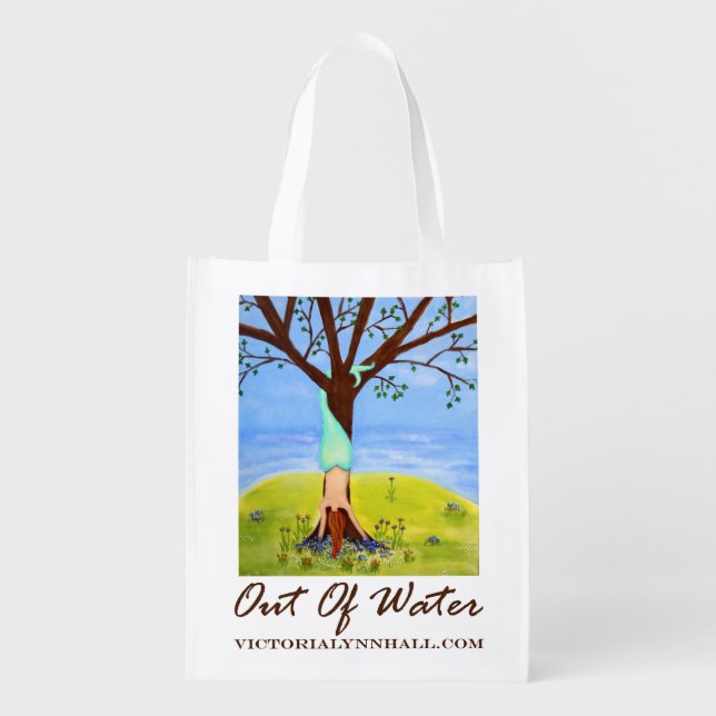Out Of Water Mermaid Art Promotional Value Grocery Bag (Front)