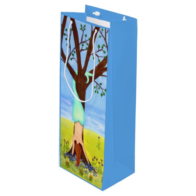 "Out Of Water" Mermaid Art Wine Gift Bag (Front Angled)