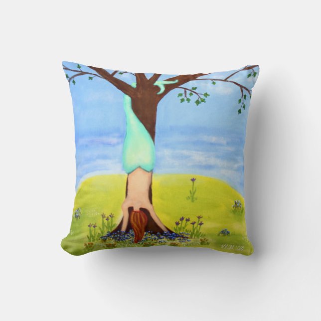 "Out Of Water" Mermaid Fantasy Art Throw Pillow (Front)