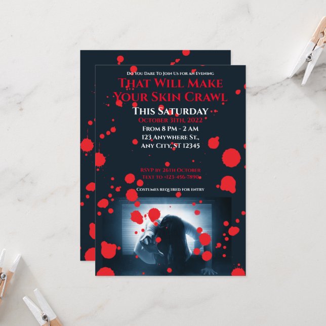 Out of your Scream Halloween Party Invitation (Front/Back In Situ)