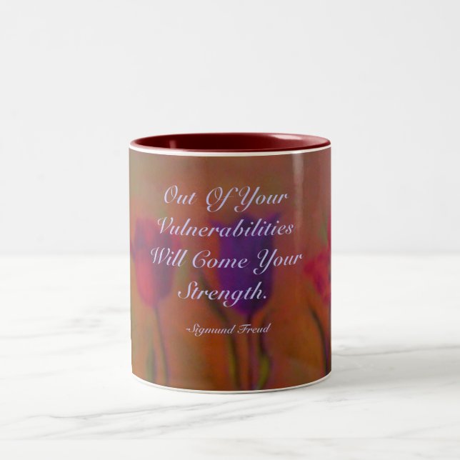 Out Of Your Vulnerabilities Will Com... Two-Tone Coffee Mug (Center)