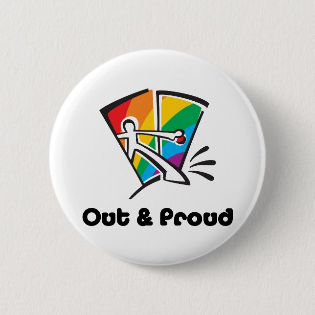 Out & Proud Pinback Button (Front)