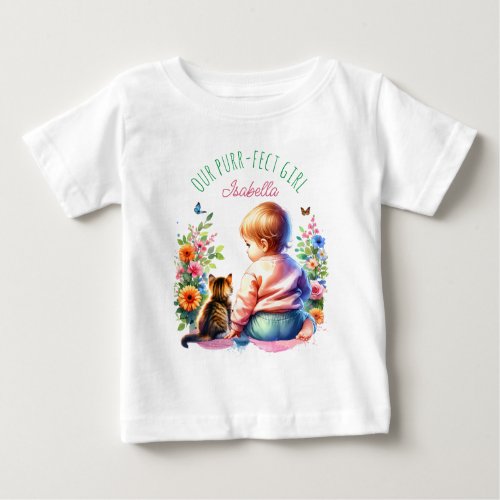 Out Purr_fect Girl  Personalized Baby T_Shirt