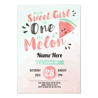 Out Sweet Girl One 1st Melon First Birthday Invite