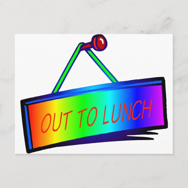 Out to lunch sign theme postcard (Front)