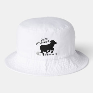 Out to Pasture Lovin' It Cow Retirement Humor Bucket Hat