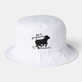 Out to Pasture Lovin' It Cow Retirement Humor Bucket Hat