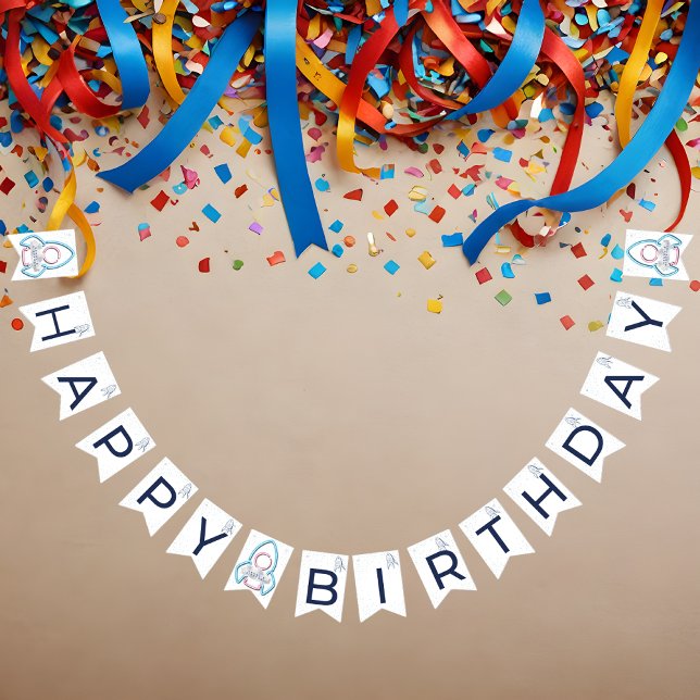 Out to Space Customizable Birthday Bunting Flags (Creator Uploaded)