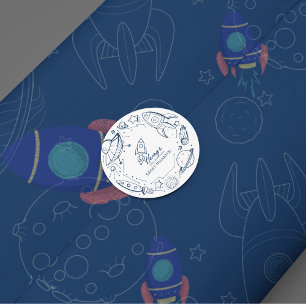 Out to space theme classic round sticker