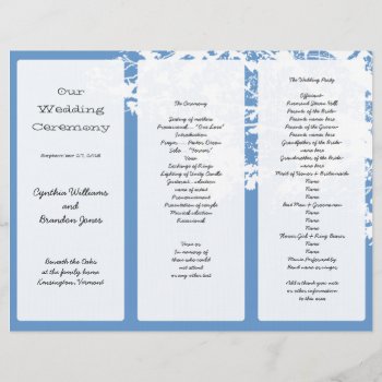 Out Tree  Blue Tri-fold Wedding Program Template by fallcolors at Zazzle
