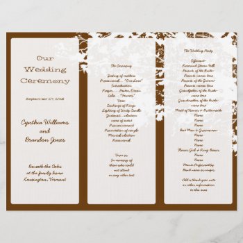 Out Tree Brown Tri-fold Wedding Program Template by fallcolors at Zazzle