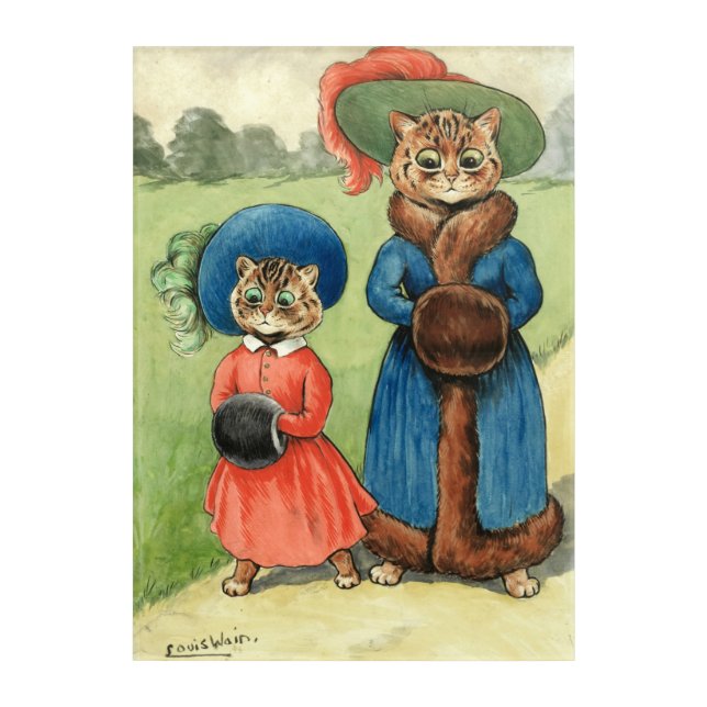 Out with Auntie by Louis Wain Acrylic Print (Front)