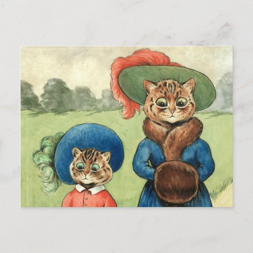 Out with Auntie by Louis Wain Postcard