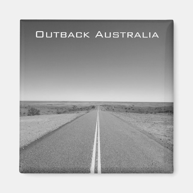 Outback Australia Road in Black and White - Magnet (Front)