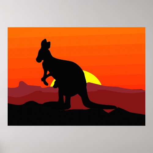 Outback Australian Kangaroo at Sunset Poster