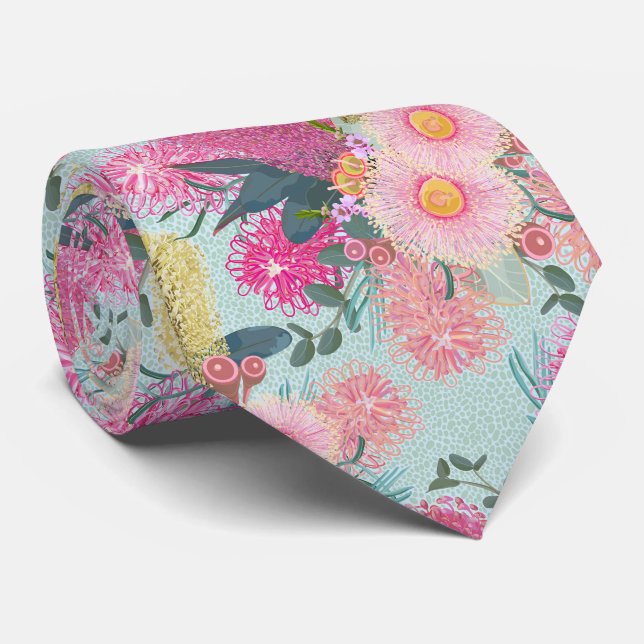 Outback Banksia And Grevillea Eucalyptus  Neck Tie (Rolled)
