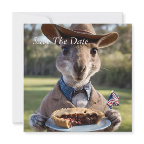 "Outback Delight: A Kangaroo Eats Aussie Meat Pie Save The Date
