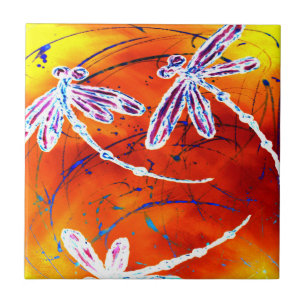Outback Dragonfly Dance Ceramic Tile