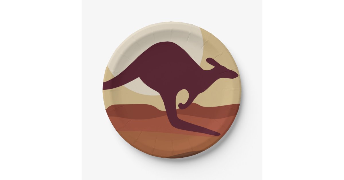 Outback kangaroo paper plates Zazzle
