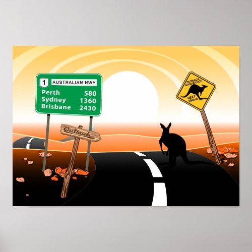 Outback kangaroo poster