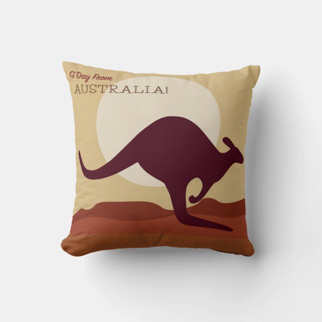 Outback kangaroo throw pillow (Front)