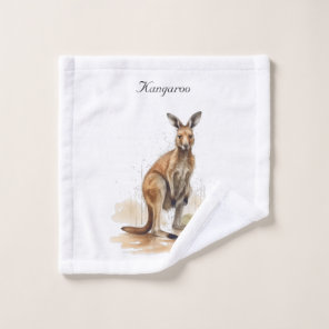 Outback Wanderer: Watercolor Kangaroo cusom Wash Cloth