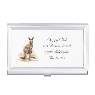 Outback Wanderer: Watercolor Kangaroo custom Business Card Case
