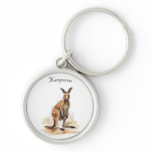 Outback Wanderer: Watercolor Kangaroo custom Keychain