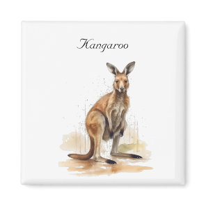 Outback Wanderer: Watercolor Kangaroo custom Magnet