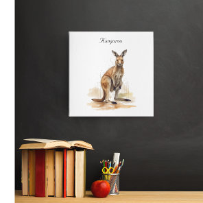 Outback Wanderer: Watercolor Kangaroo custom Metal Print