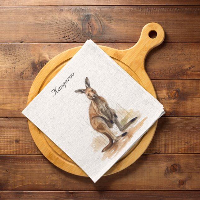 Outback Wanderer: Watercolor Kangaroo custom Napkins (Creator Uploaded)