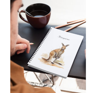 Outback Wanderer: Watercolor Kangaroo custom Notebook