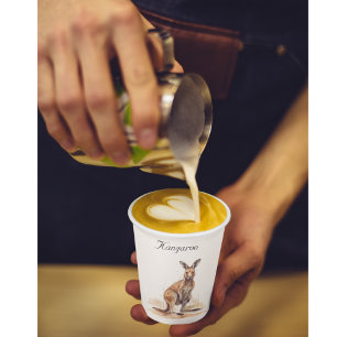 Outback Wanderer: Watercolor Kangaroo custom Paper Cups