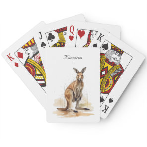 Outback Wanderer: Watercolor Kangaroo custom Poker Cards
