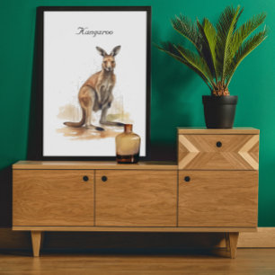 Outback Wanderer: Watercolor Kangaroo custom Poster