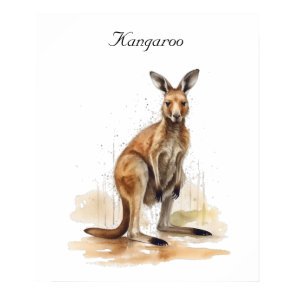 Outback Wanderer: Watercolor Kangaroo custom Poster