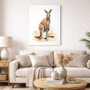 Outback Wanderer: Watercolor Kangaroo Metal Print
