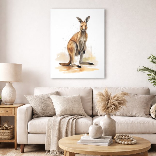 Outback Wanderer: Watercolor Kangaroo Metal Print (Creator Uploaded)