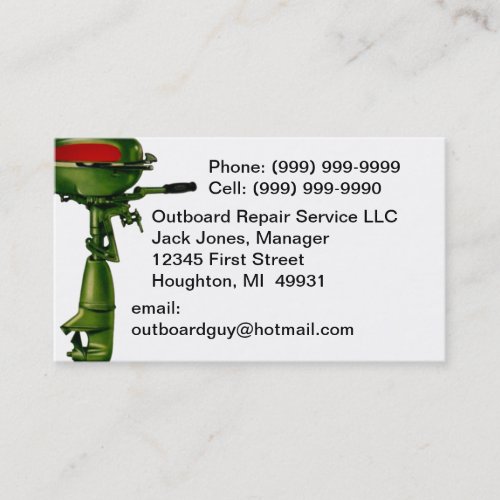 Outboard Motor Repair Service Engine Business Card