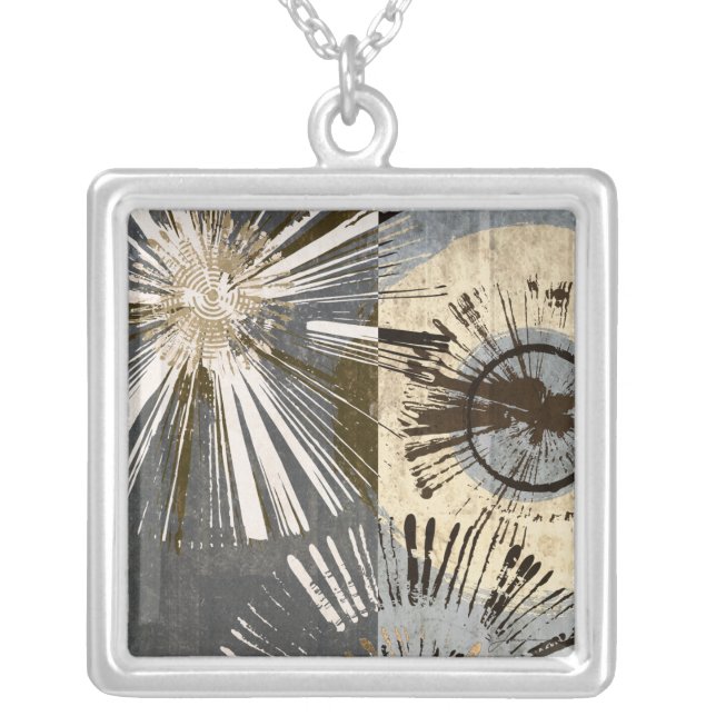 Outburst Tiles I Silver Plated Necklace (Front)
