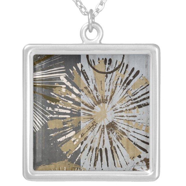 Outburst Tiles III Silver Plated Necklace (Front)