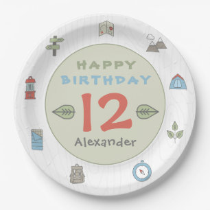 Outdoor Adventure Camping Hiking Kid's Paper Plates