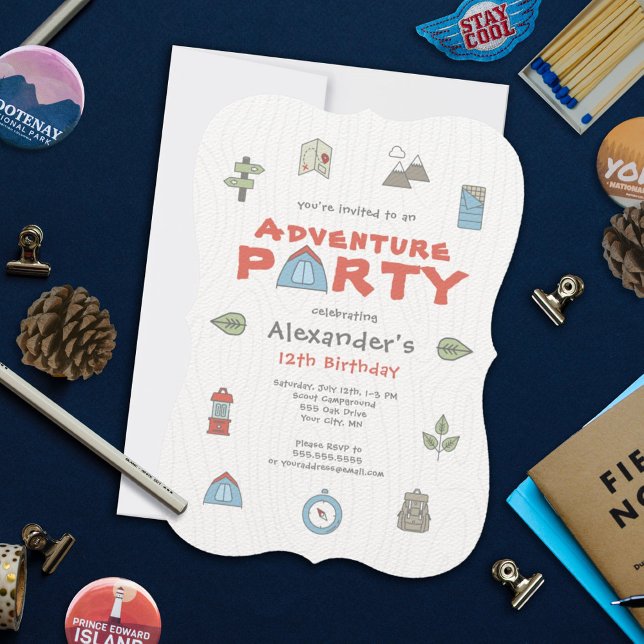 Outdoor Adventure Camping Hiking Kid's Party Invitation (Creator Uploaded)
