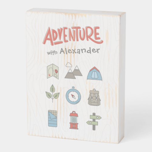 Outdoor Adventure Camping Kids Wooden Box Sign