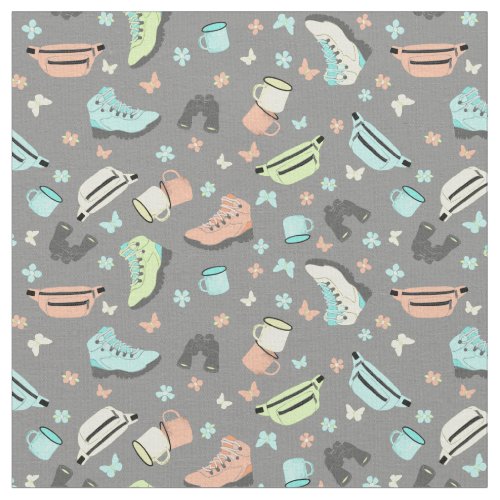 Outdoor Adventure Collage Patterned Fabric